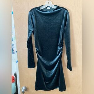 Abercrombie & Fitch Ruched Velvet Dress in Forest Green Women’s Size Large